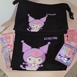 Kuromi Matching Black and Purple Tote and Pouch Set